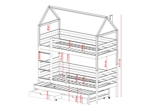 DALIA 80x180 mörkchoklad våningssäng hus Lano Möbler