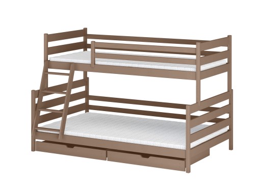 FAMI 90x200/120x200 mjölkchoklad våningssäng med bred sovplats Lano Möbler