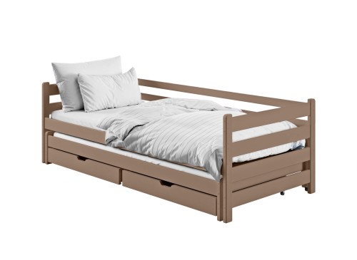 HABI 90x200 mjölkchoklad utdragbar dubbelsäng Lano Möbler