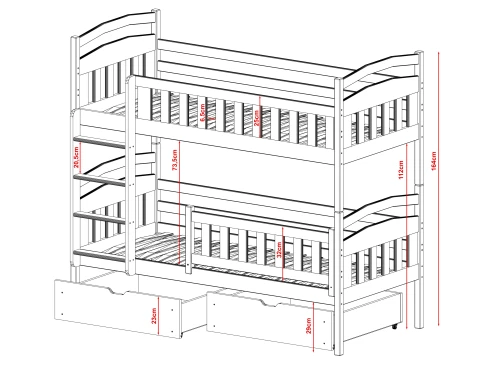 IGNAŚ 80x200 mjölkchoklad våningssäng Lano Möbler