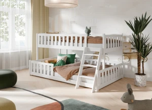 NICE 90x200/120x200 vit våningssäng med bred sovplats Lano Möbler