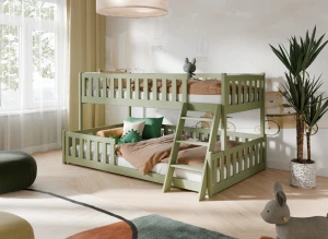 NICE 90x200/120x200 olivgrön våningssäng med bred sovplats Lano Möbler