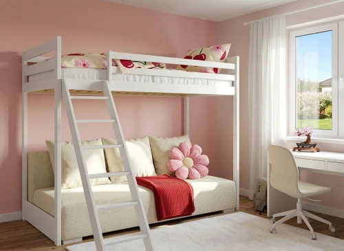 SOFINO 90x200/140x200 vit loftsäng med utdragbar sofa tyg beige Poso 38 Lano Möbler