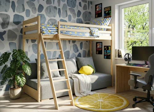 SOFINO 90x200/140x200 furu loftsäng med utdragbar sofa tyg grå Zoom 15 Sage Lano Möbler