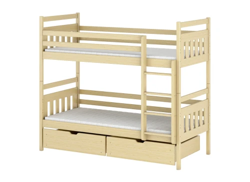 ADAŚ 80x190 Untreated Wood Bunk Bed by Lano Meble