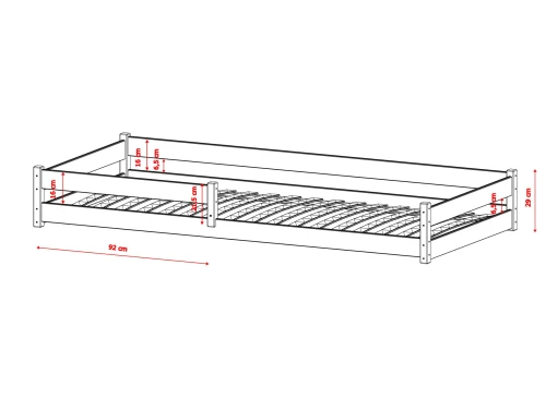 ALIS 90x200 obehandlat trä enkelsäng för barn Lano Möbler