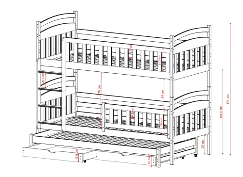 VIKI 90x200 obehandlat trä våningssäng Lano Möbler