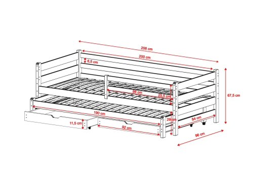 HABI 90x200 bomull dubbelsäng med utdragbar del - Lano Möbler