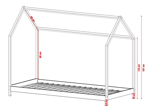 LUCKY 90x200 bomull Montessori golvsäng för barn hussäng Lano Möbler
