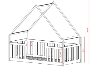 BEE 80x200 barnsäng i tallträ enkelsäng husform Lano Möbler