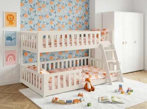 NICE 90x200/120x200 bomull våningssäng med bred sovplats Lano Möbler