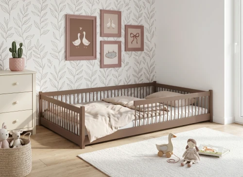 JUNIOR 120x200 mjölkchoklad enkelsäng för barn Lano Möbler