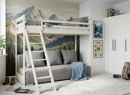SOFINO 90x200/140x200 bomull loftsäng vit med bäddsoffa grå tyg zoom 15 Lano Möbler