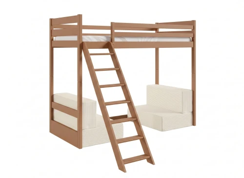 SOFENA 90X200 kanel loftsäng med modulsoffa tyg beige Poso 38 Lano Möbler