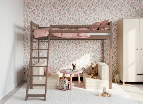 SOFENA 90X200 mjölkchoklad loftsäng med modulsoffa tyg beige Poso 38 Lano Möbler