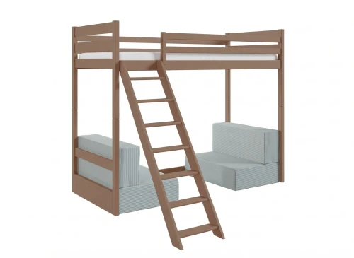 SOFENA 90X200 mjölkchoklad loftsäng med modulsoffa tyg grå zoom 15 sage Lano Møbler
