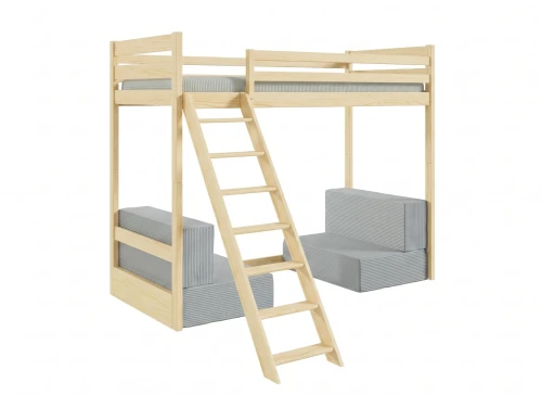 SOFENA 90X200 obehandlat trä Etagebed med modulsoffa sofa grå zoom 15 sage Lano Møbler