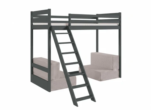 SOFENA 90X200 grafitgrå Etagebed med modulsoffa sofa tyg ljusgrå dove 19 Lano Møbler