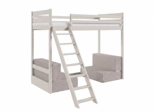SOFENA 90X200 Kashmir loftsäng med modulsoffa tyg ljusgrå dove 19 Lano Möbler
