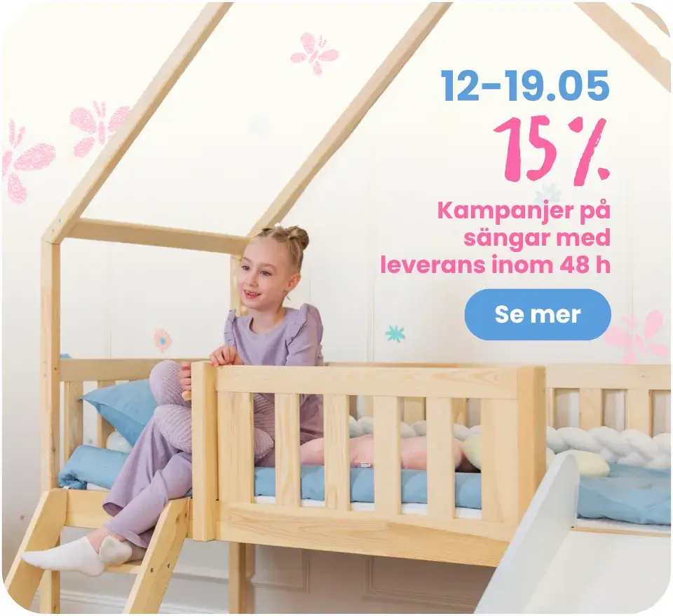 15 % rabatt på sängar med leverans inom 48 timmar, 12–19 maj