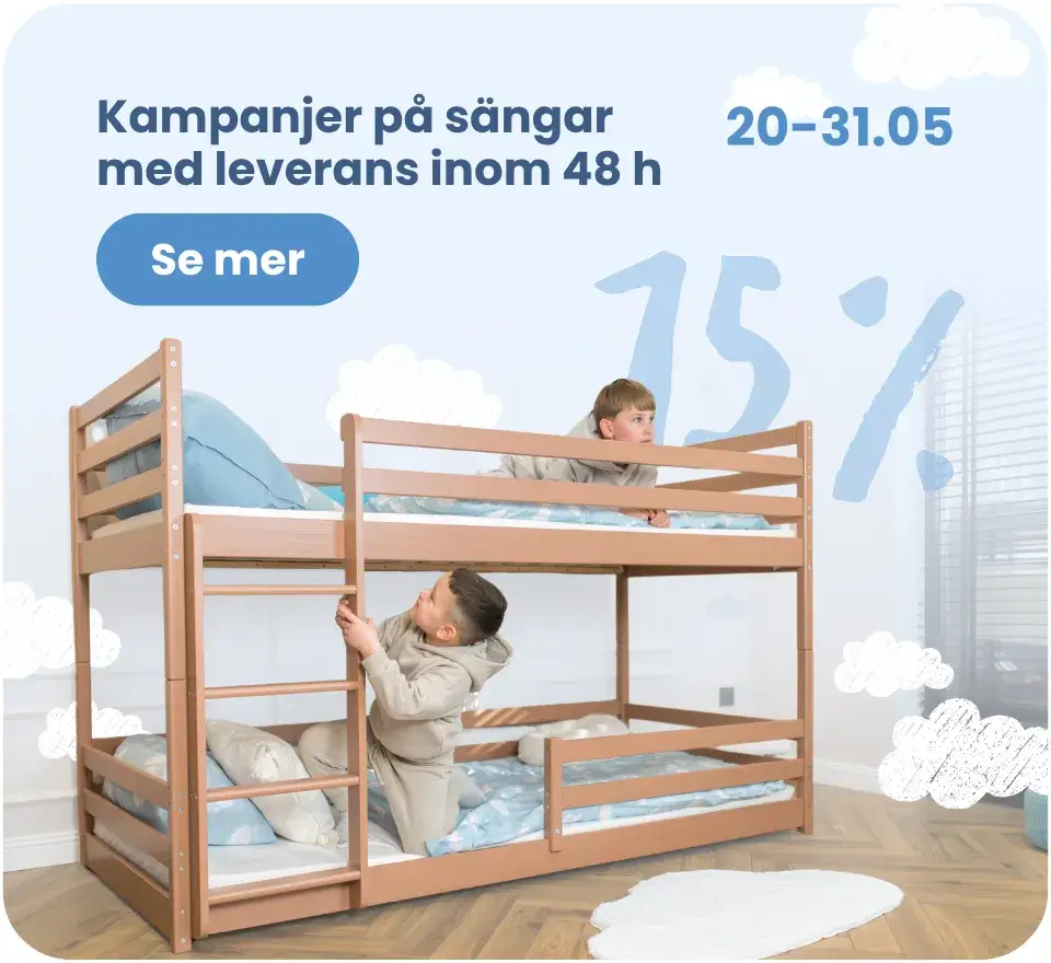 15 % rabatt på sängar med leverans inom 48 timmar, 20–31 maj